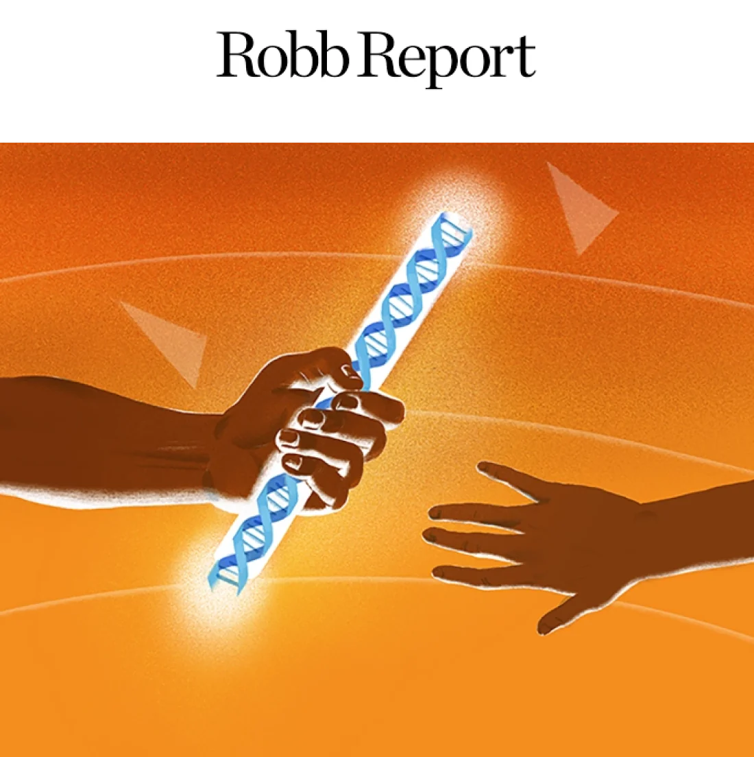 Relay race illustration handing a DNA strand instead of a baton