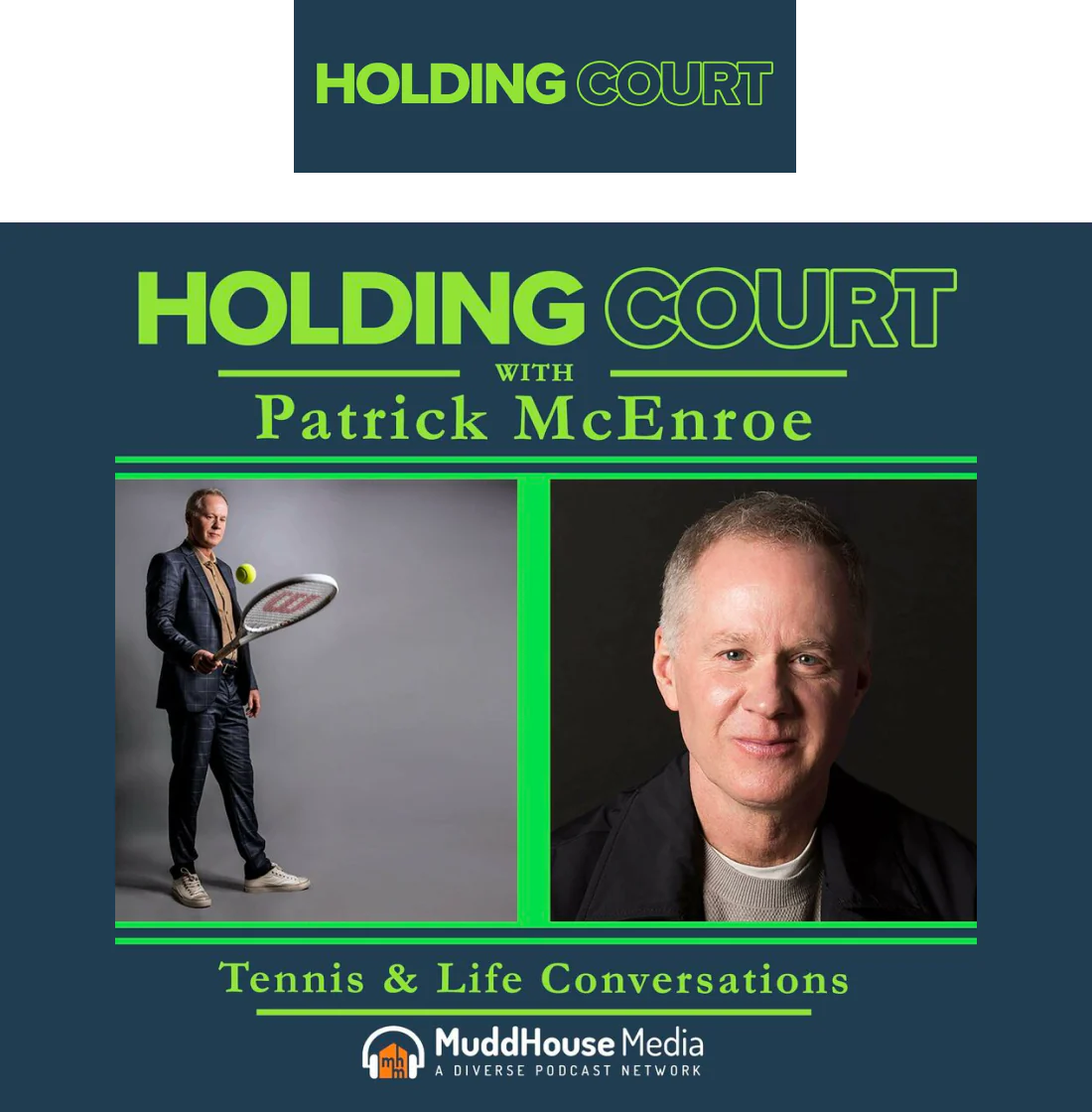 Holding court logo above picture of Patrick McEnroe